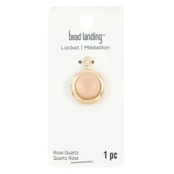 Pink Quartz & Gold Round Locket by Bead Landing™
