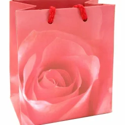 20 Pink Rose Shopping Tote Gift Bags & Card 3 1/2"