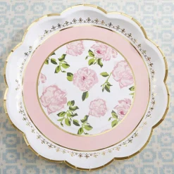 Pink Tea Time Whimsy 9 in. Premium Paper Plates (Set of 16)