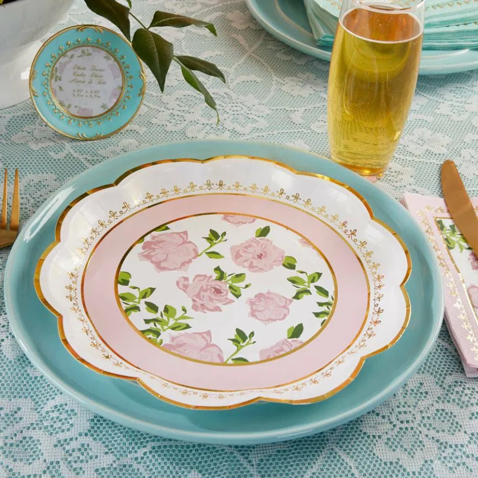 Pink Tea Time Whimsy 9 in. Premium Paper Plates (Set of 16)
