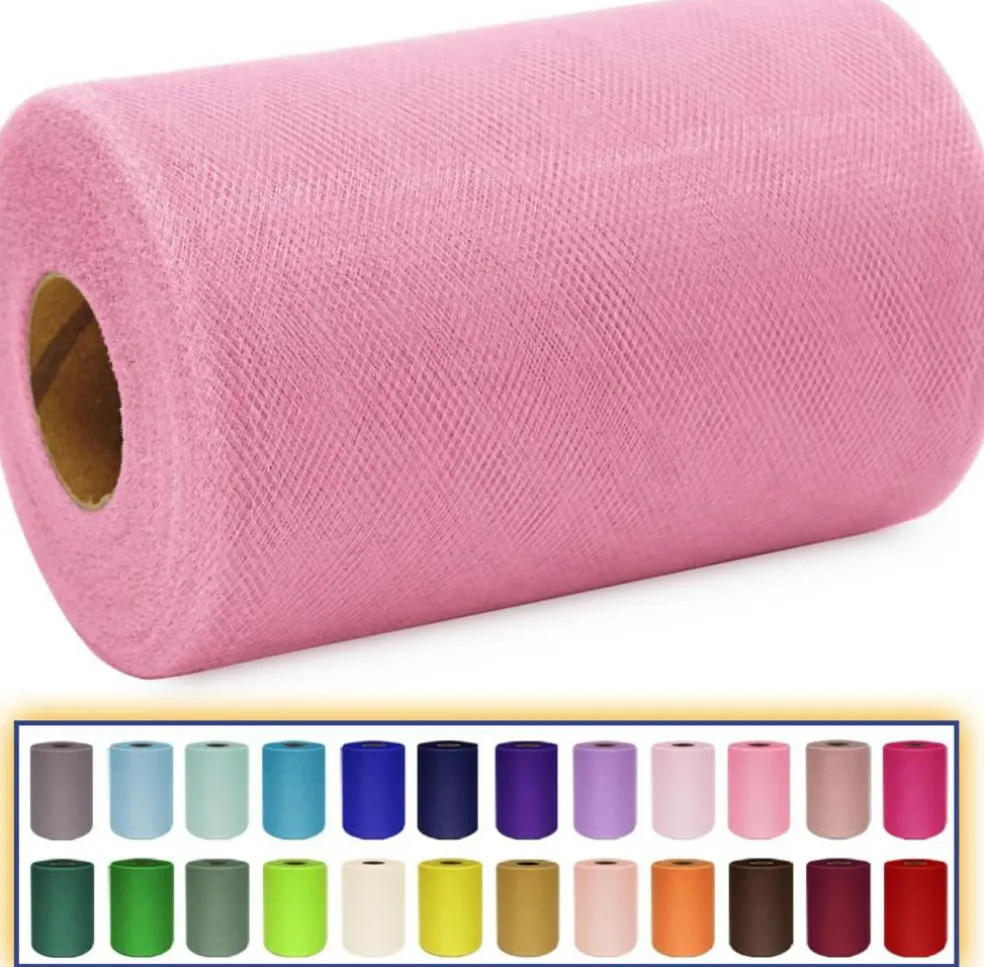 Pink Tulle Fabric Roll Matte Tulle Ribbon Netting Mesh Spool