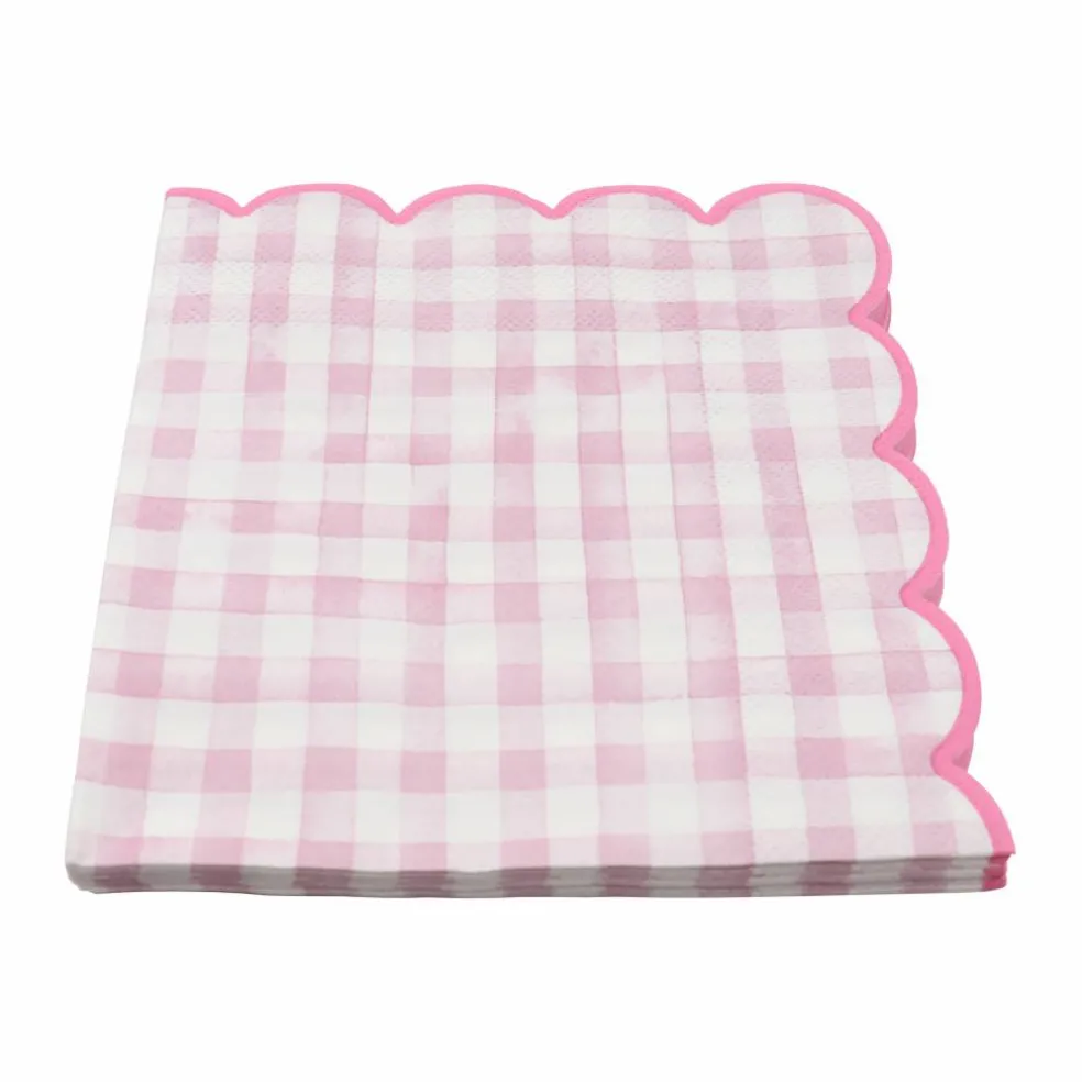 Pink & White Gingham Scallop Lunch Napkins, 20ct. by Celebrate It™