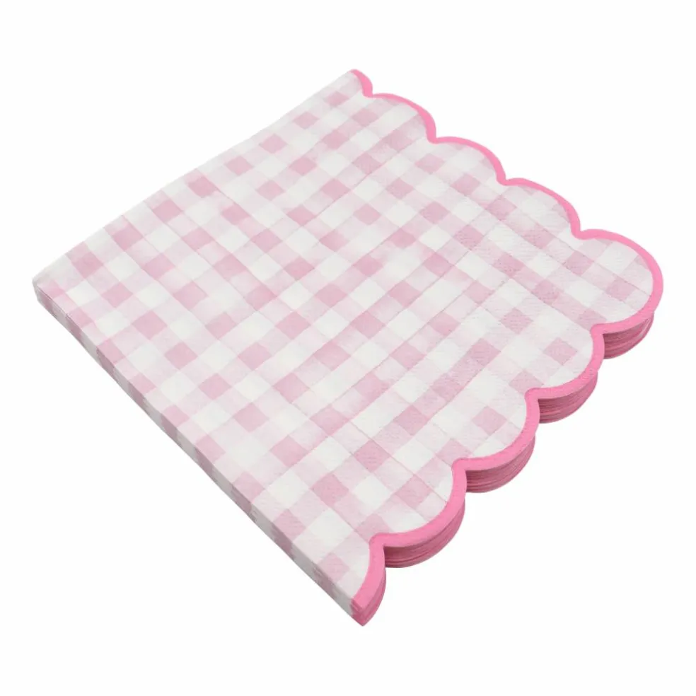 Pink & White Gingham Scallop Lunch Napkins, 20ct. by Celebrate It™