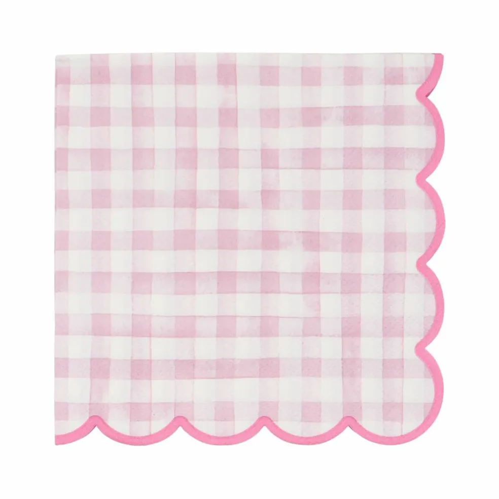 Pink & White Gingham Scallop Lunch Napkins, 20ct. by Celebrate It™