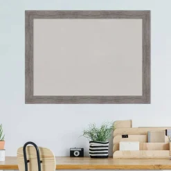 Pinstripe Plank Grey Narrow Framed Corkboard, Grey Cork