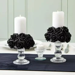200 Pk Black Roses Artificial Flowers for Decoration, Fake Foam Rose Heads, 2"