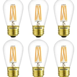 6Pk - Sunlite 4w LED S14 Glass String E26 Base 2700K Bulb - 25W Equiv