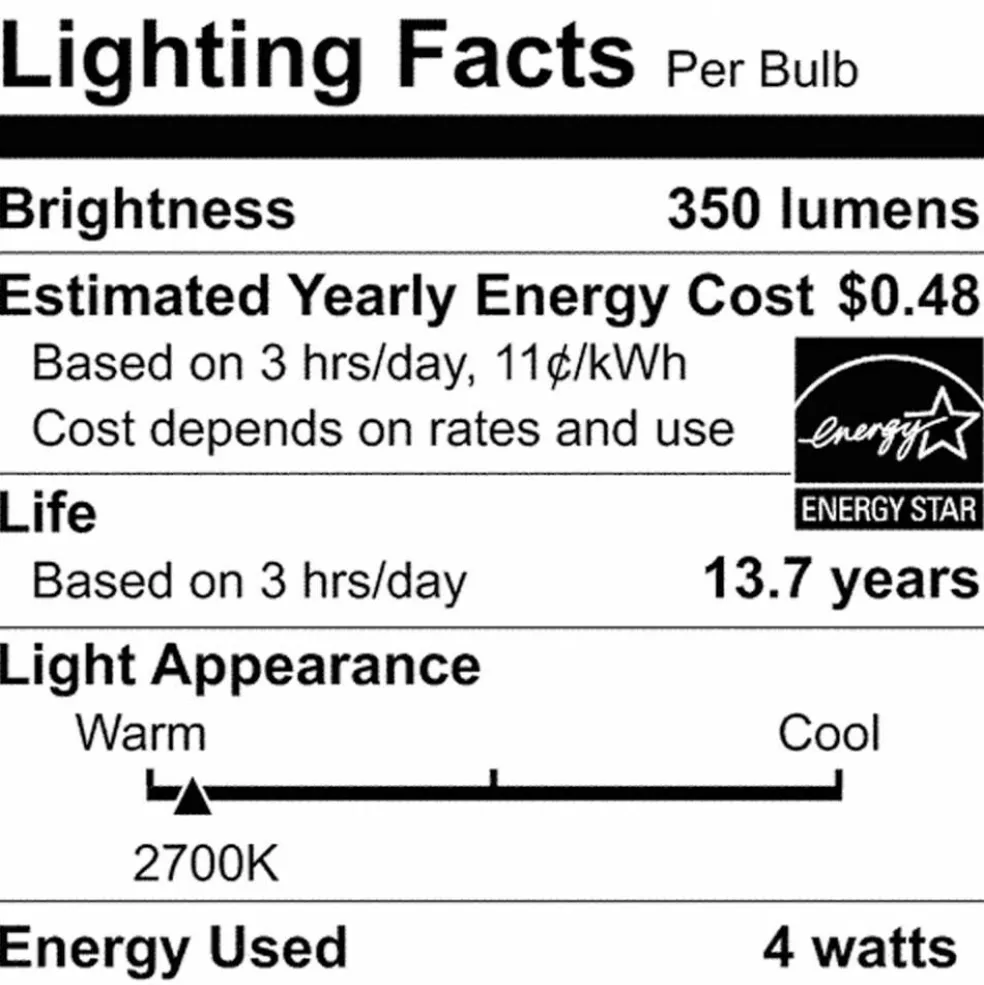 2Pk - 4W B11 LED Clear Candelabra Base 2700K 350 Lumens 120v