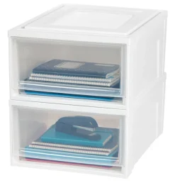 Plastic Clear Stackable Modular Shallow Storage Drawers Chest Box