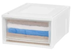 Plastic Clear Stackable Modular Shallow Storage Drawers Chest Box