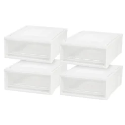 Plastic Clear Stackable Modular Shallow Storage Drawers Chest Box