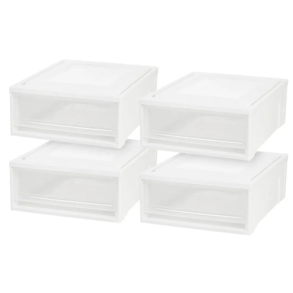 Plastic Clear Stackable Modular Shallow Storage Drawers Chest Box