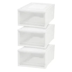 Plastic Clear Stackable Modular Shallow Storage Drawers Chest Box