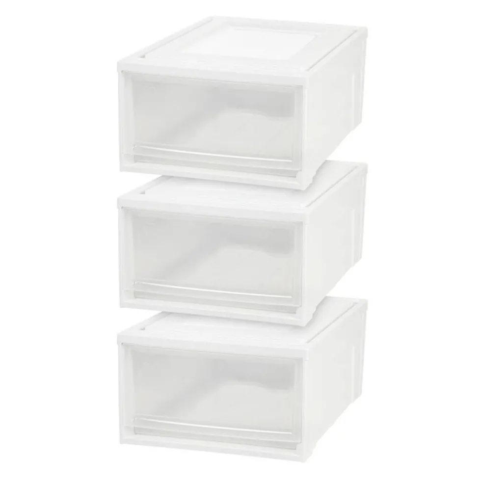 Plastic Clear Stackable Modular Shallow Storage Drawers Chest Box