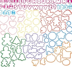 Plastic Cookie Cutter Set Alphabet, Numbers & Holiday Shapes 108 Pieces