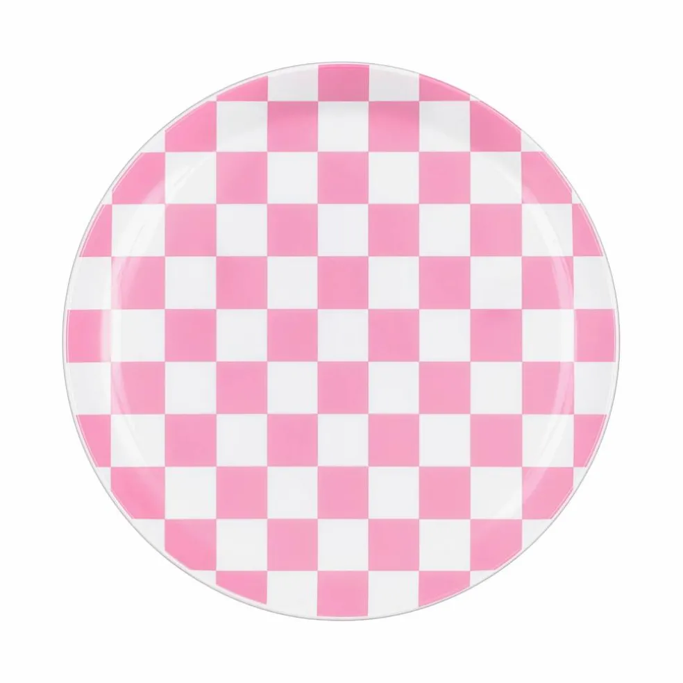 10" Plastic Pink Check Dinner Plates ,10ct. by Celebrate It™