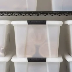 Plastic Storage Bins with Lids and Secure Latching Buckles Natural - 8 Pack