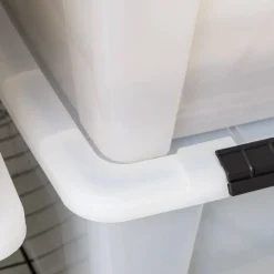 Plastic Storage Bins with Lids and Secure Latching Buckles Natural - 8 Pack