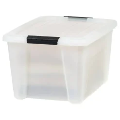 Plastic Storage Bins with Lids and Secure Latching Buckles Natural - 8 Pack