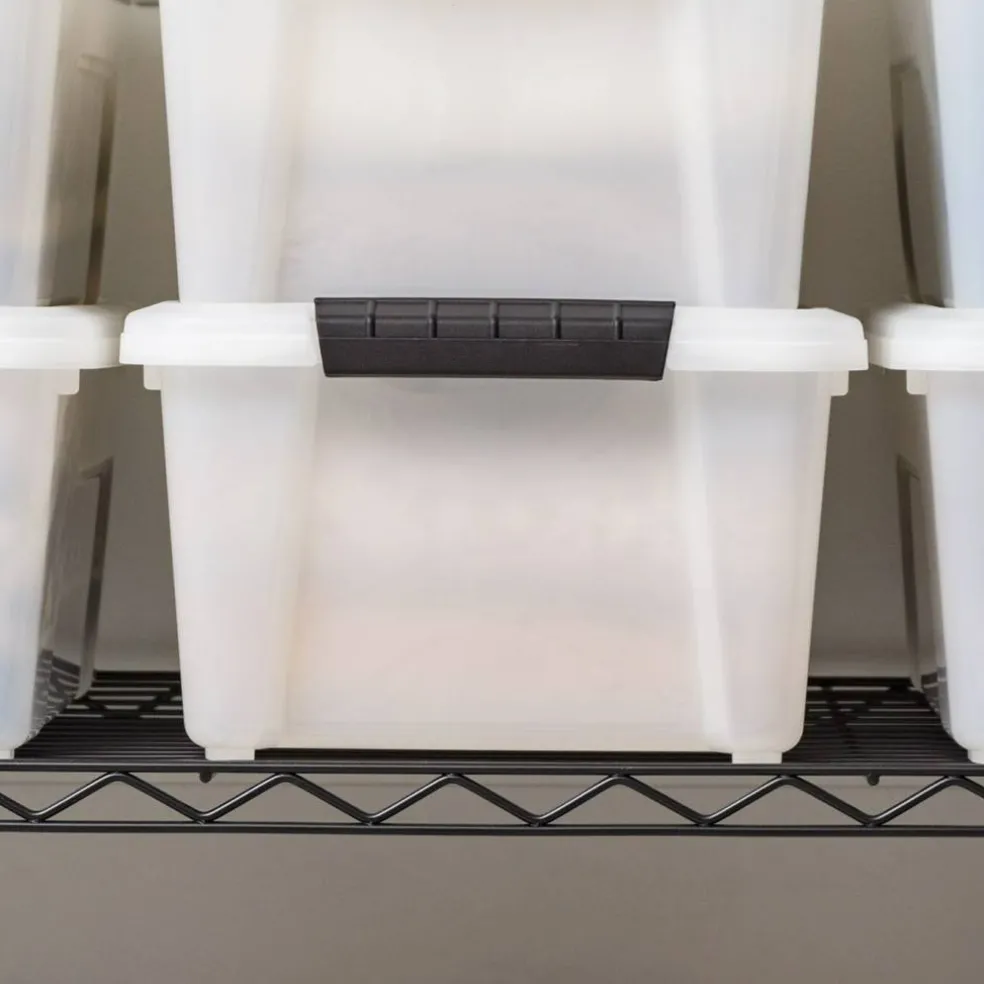 Plastic Storage Bins with Lids and Secure Latching Buckles Natural - 8 Pack