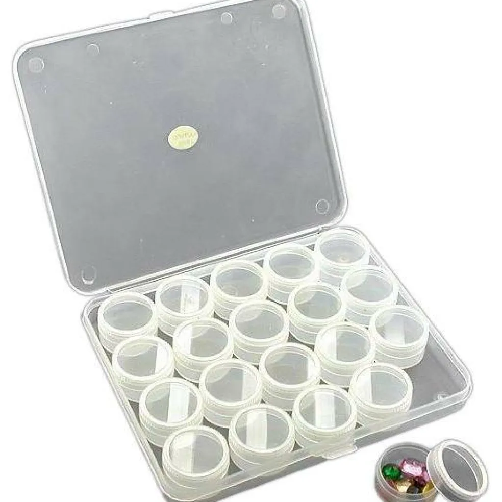 20 Plastic Storage Jars for Beads & Findings