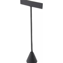 Plymor Black Faux Leather "T" Style, Single Pair Earring Display Stand, 2.5625" W x 1.25" D x 6.75" H