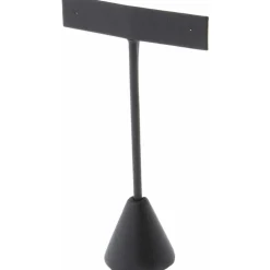 Plymor Black Faux Leather "T" Style, Single Pair Earring Display Stand, 2.5" W x 1.25" D x 4.5" H