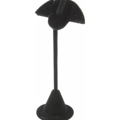 Plymor Black Velvet Fan Shaped Two Pair Earring Display Stand, 2.75" W x 2" D x 5.75" H