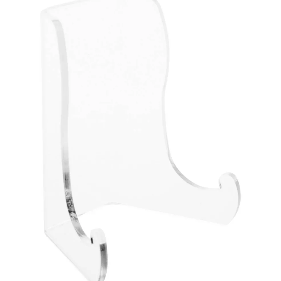 Plymor Clear Acrylic Small Flat Back Easel with Shallow Support Ledges, 3" H x 2.5" W x 2" D