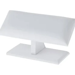 Plymor White Faux Leather Cushion Top T-Bar Bracelet Display Stand, 7.25" W x 3.25" D x 4.5" H