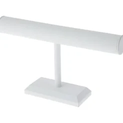 Plymor White Faux Leather T-Bar Bracelet Display Stand, 12" W x 6.75" H