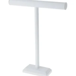 Plymor White Faux Leather T-Bar Necklace Display Stand, 14" W x 18" H