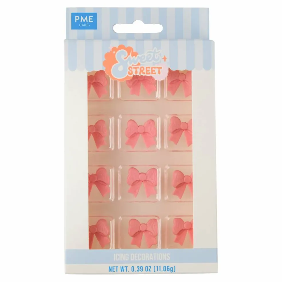 PME Cake Sweet Street® Pink Shimmer Bows Icing Decorations