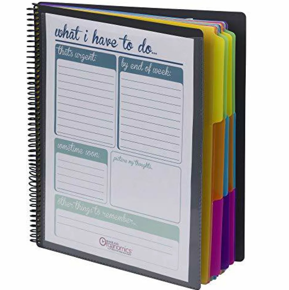 24 Pocket Poly Project Organizer, 1/3-Cut Tab, Letter Size, Gray with Bright Colors (89206)