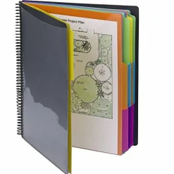 24 Pocket Poly Project Organizer, 1/3-Cut Tab, Letter Size, Gray with Bright Colors (89206)