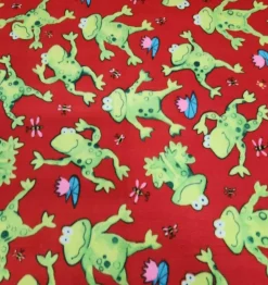 Polar Fleece 58" Frogs Red 3 Yard Pre-Cut Fabric