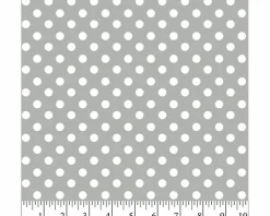 Polka Dots White on Gray Flannel Fabric | By The Yard | Sewing and Crafting | 42 inches wide