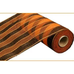 10" Poly Deco Mesh Ribbon: Orange and Black Stripes