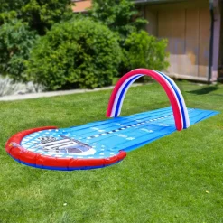 Pool Central® 16ft. Inflatable Ground Race Track Water Slide