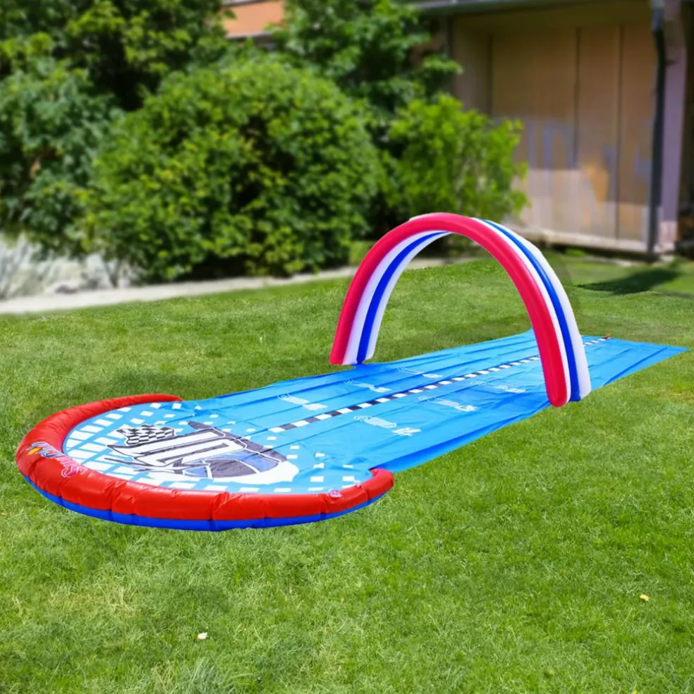 Pool Central® 16ft. Inflatable Ground Race Track Water Slide