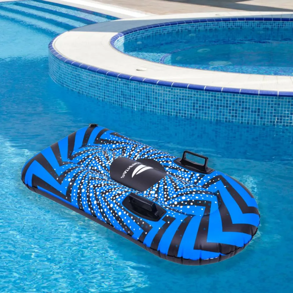 Pool Central 3.2ft. Inflatable Long Black & Blue Ride-On Pool Float & Snow Tube