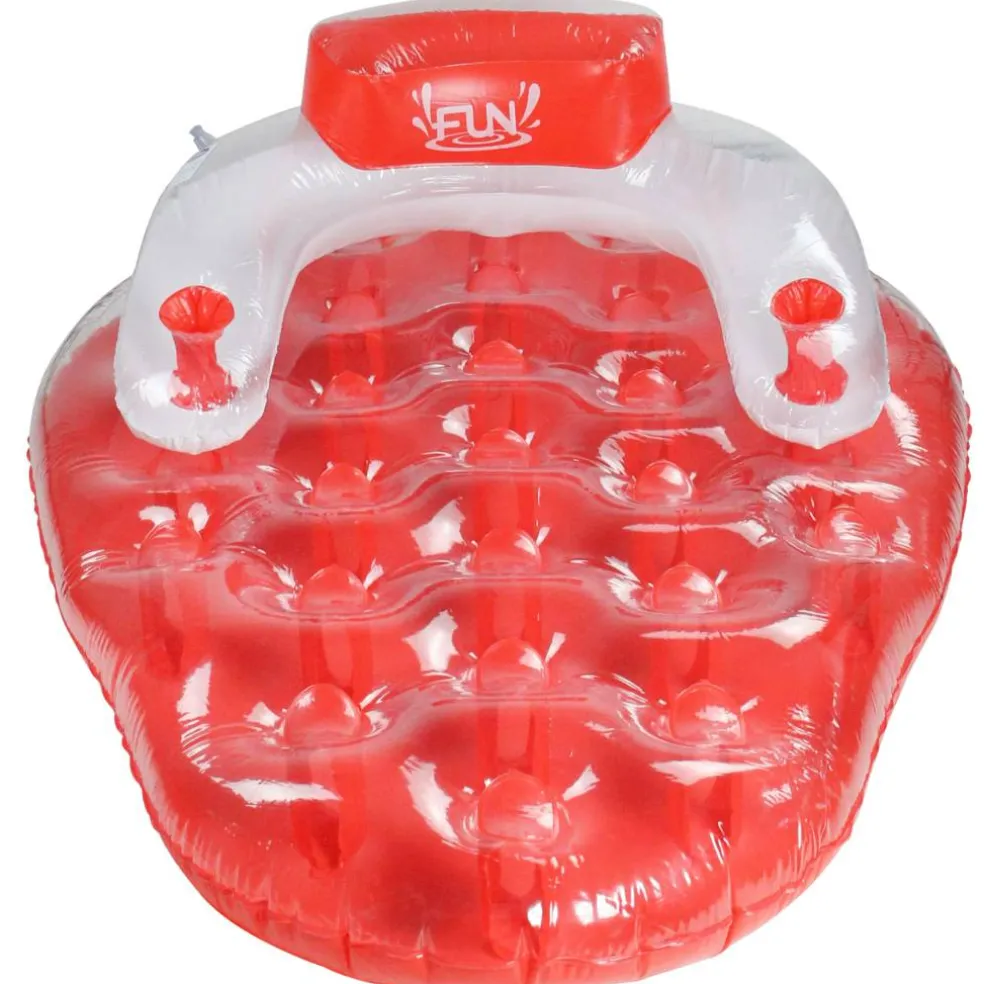 Pool Central® 65" Red & White Inflatable Strawberry Pool Water Lounge Float