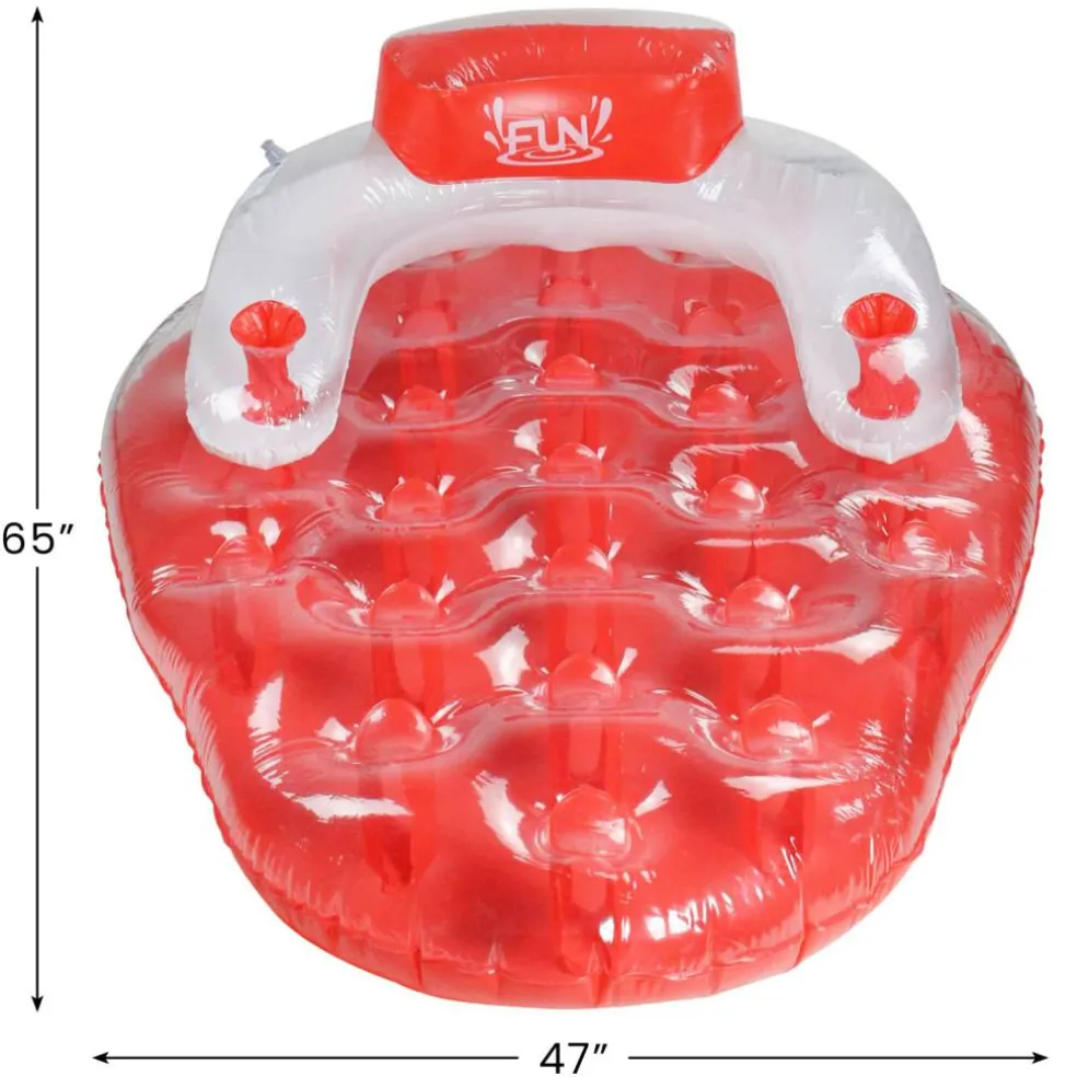 Pool Central® 65" Red & White Inflatable Strawberry Pool Water Lounge Float