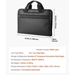 Portable Fireproof Document Bag, Multi-Layer Heat and Water Resistant Storage for Files