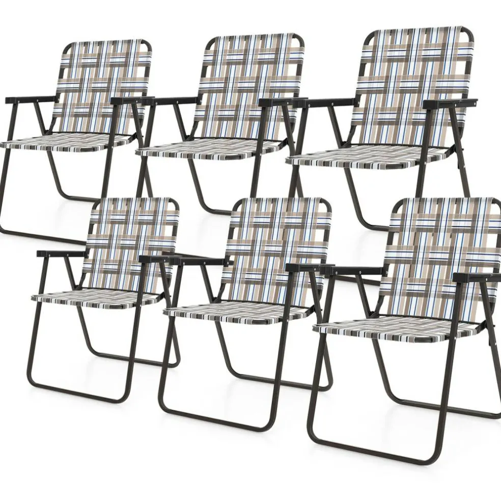Portable Folding Lawn Chairs Set of 6 for Camping and Beach Trips