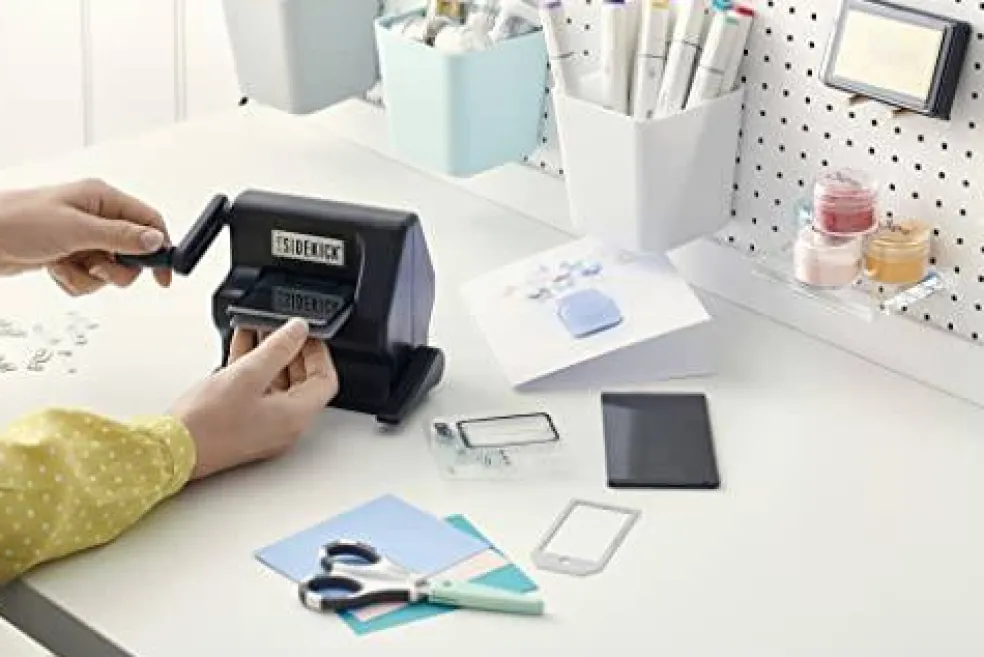 Portable Manual Die Cutting & Embossing Machine for Arts & Crafts, Scrapbooking & Cardmaking, 2.5” Opening, One Size, Tim Holtz Sidekick Starter Kit