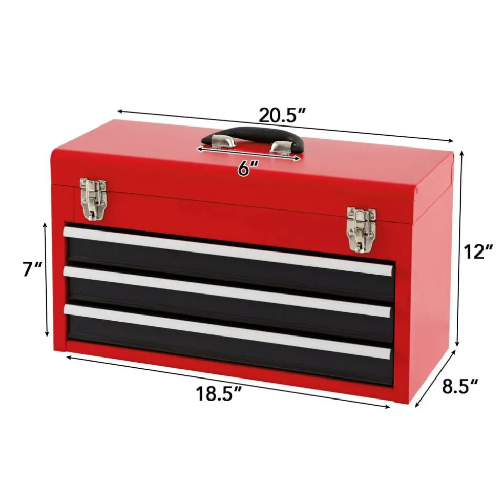Portable Mechanic Tool Cabinet Box with 3 Drawers for Garage