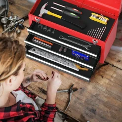 Portable Mechanic Tool Cabinet Box with 3 Drawers for Garage