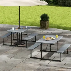 Portable Picnic Dining Set with 2 Benches for 2-4 People, Ideal for Outdoors