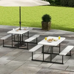 Portable Picnic Dining Set with 2 Benches for 2-4 People, Ideal for Outdoors